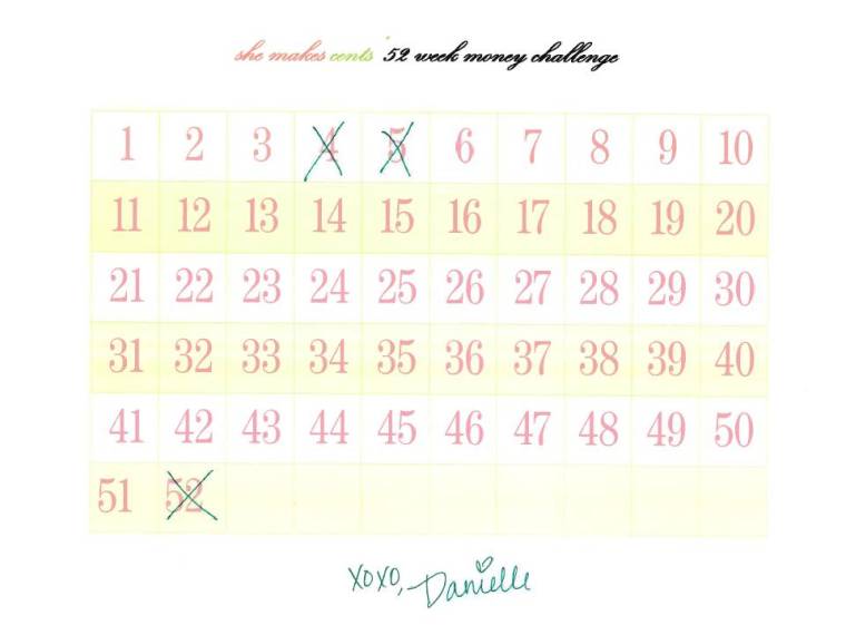 52 Week Money Challenge from She Makes Cents